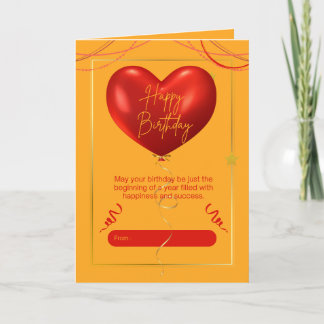 Carte de vœux d'anniversaire Carte orange cœur