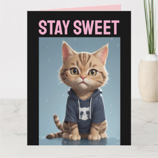 CARTE DE VŒUX D'ANNIVERSAIRE CHAT MIGNON AMI