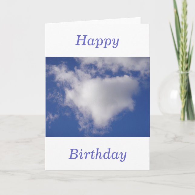 Carte de voeux d'anniversaire coeur nuageux (Devant)