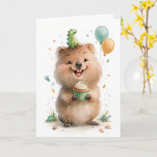 Carte de vœux d'anniversaire Cupcake Quokka Mignon