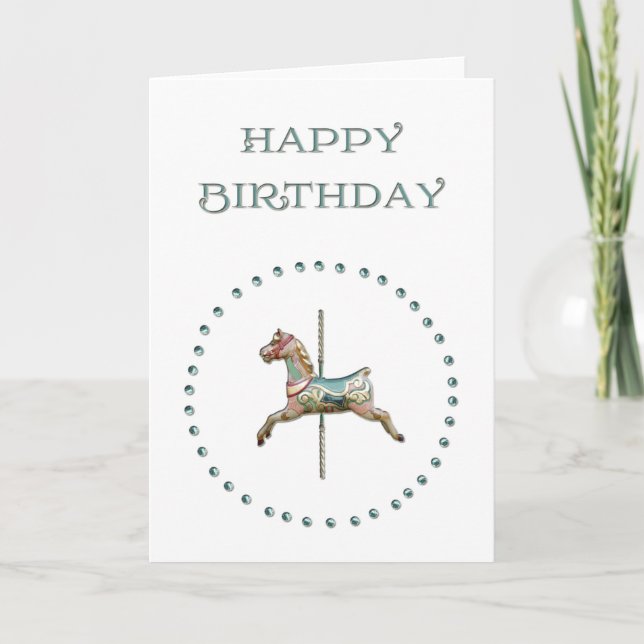 Carte de voeux d'anniversaire de carrousel par le (Devant)