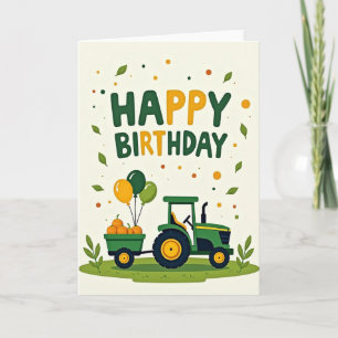 Carte de vœux d'anniversaire de chariot de ferme