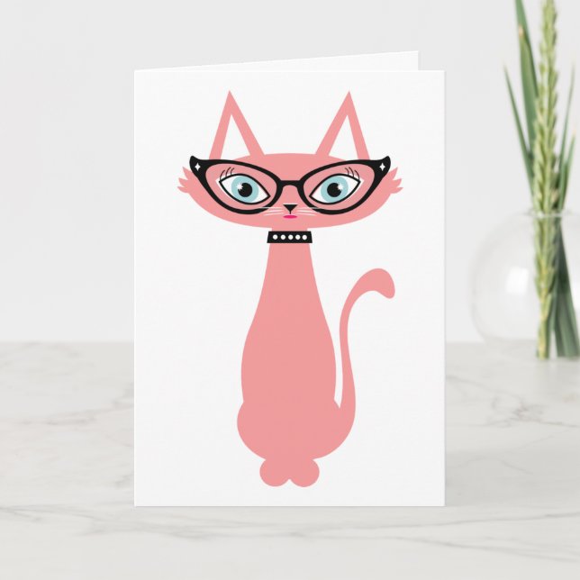 Carte de voeux d'anniversaire de chat Retro (Devant)