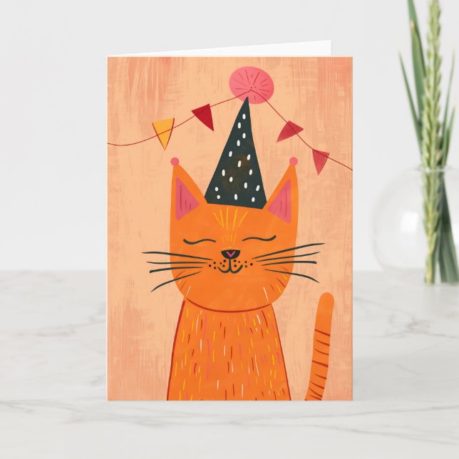 Carte de voeux d'anniversaire de chats orange (Devant)