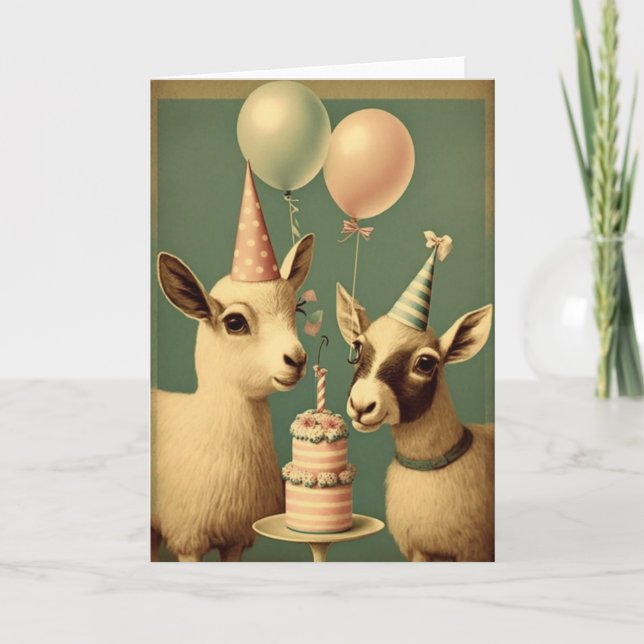 Carte de voeux d'anniversaire de chèvres mignonnes (Devant)
