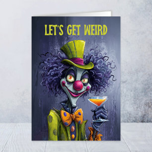 Carte de vœux d'anniversaire de clown de cirque bi