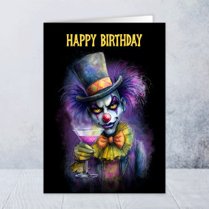 Carte de vœux d'anniversaire de clown de cirque co