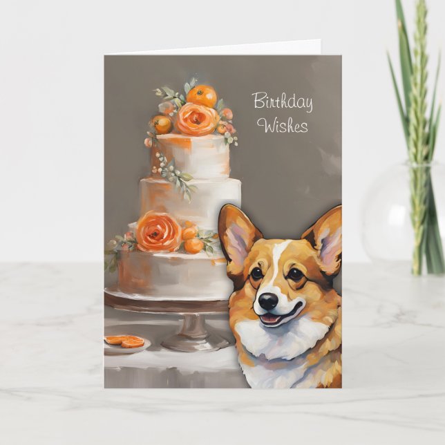 Carte de voeux d'anniversaire de Corgi (Devant)