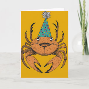 Carte de voeux d'anniversaire de crabe joueuse