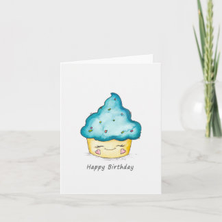 Carte de voeux d'anniversaire de Cupcake Watercolo