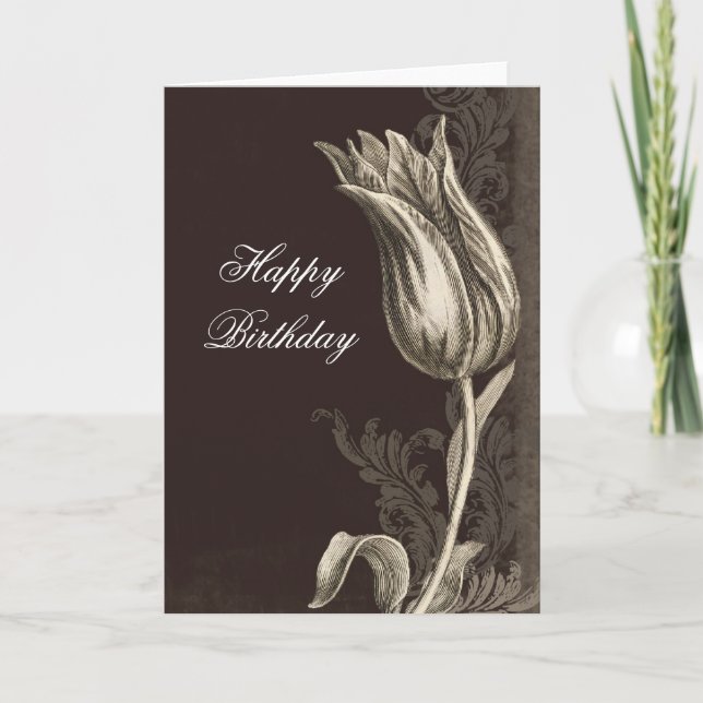 Carte de voeux d'anniversaire de dessin de fleur v (Devant)