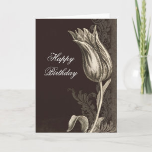 Carte de voeux d'anniversaire de dessin de fleur v