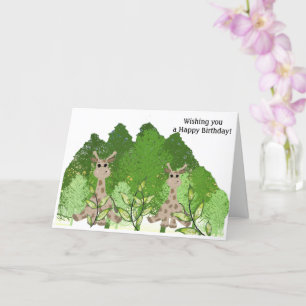 Carte de vœux d'anniversaire de girafe assise