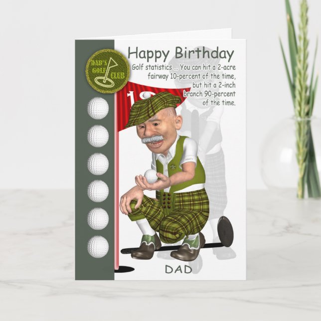 Carte de voeux d'anniversaire de golfeur de papa (Devant)