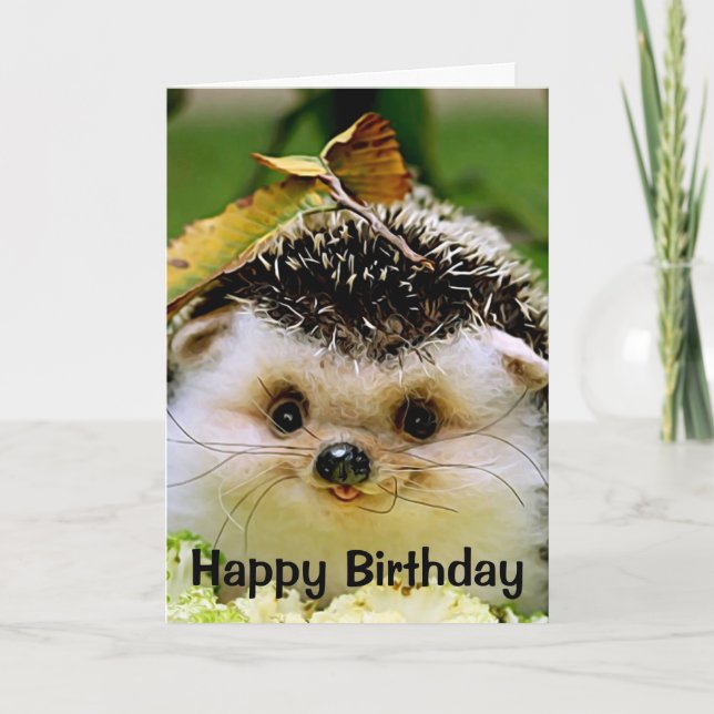 Carte de voeux d'anniversaire de Hérisson (Devant)