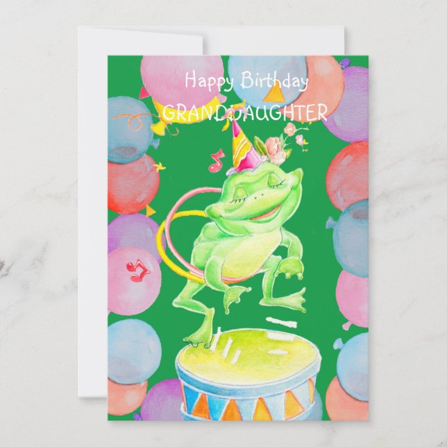 Carte de voeux d'anniversaire de la petite-fille. (Devant)