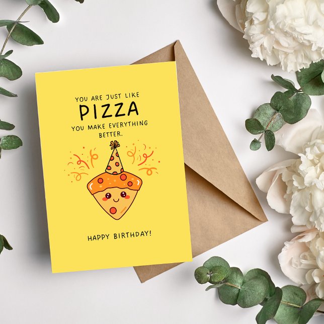 Carte de voeux d'anniversaire de la pizza amusante (Créateur téléchargé)