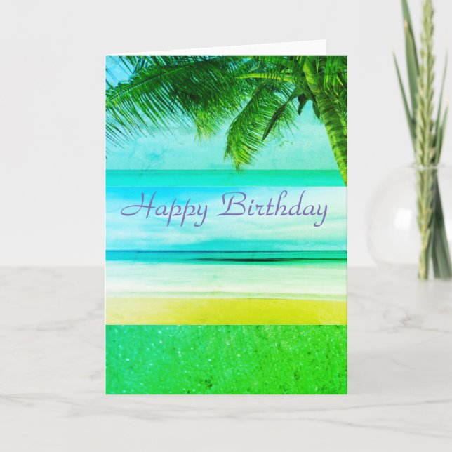 Carte de vœux d'anniversaire de l'île tropicale Co (Devant)