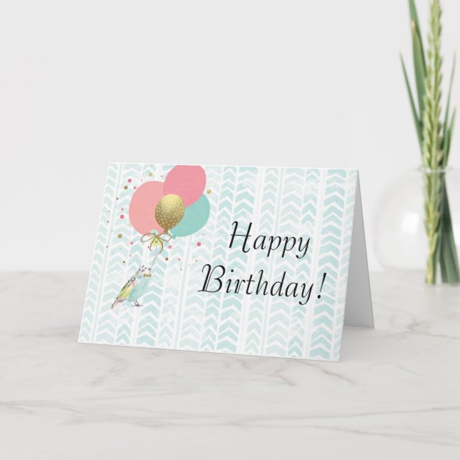 Carte de voeux d'anniversaire de Parakeet mignonne (Devant)