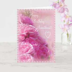 Carte de voeux d'anniversaire de Roses roses textu
