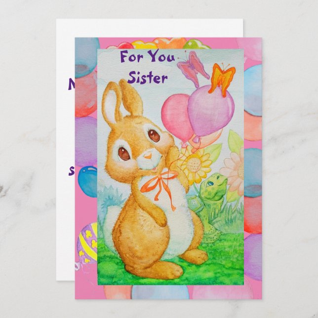 Carte de voeux d'anniversaire de soeur  (Devant / Derrière)