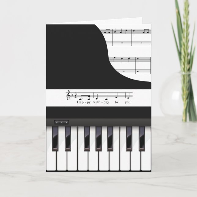 carte de voeux d'anniversaire des clefs de piano (Devant)