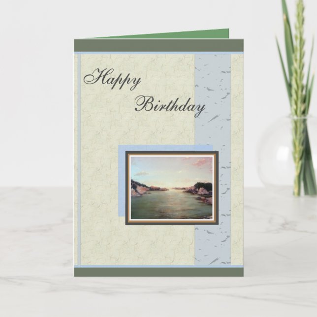 Carte de voeux d'anniversaire d'océan de paysage (Devant)