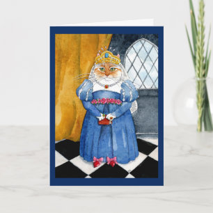 Carte de voeux d'anniversaire du chat royal Queen 