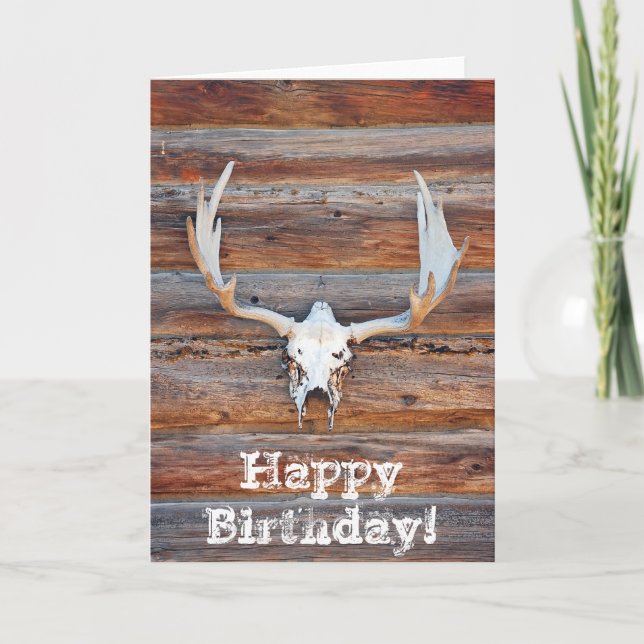 Carte de voeux d'anniversaire du crâne de cerf (Devant)