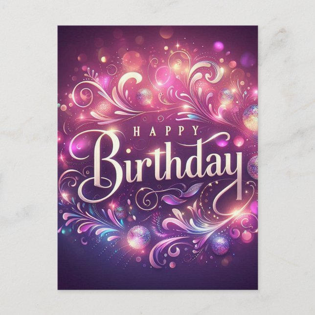 Carte de vœux d'anniversaire élégante à motif flor (Devant)