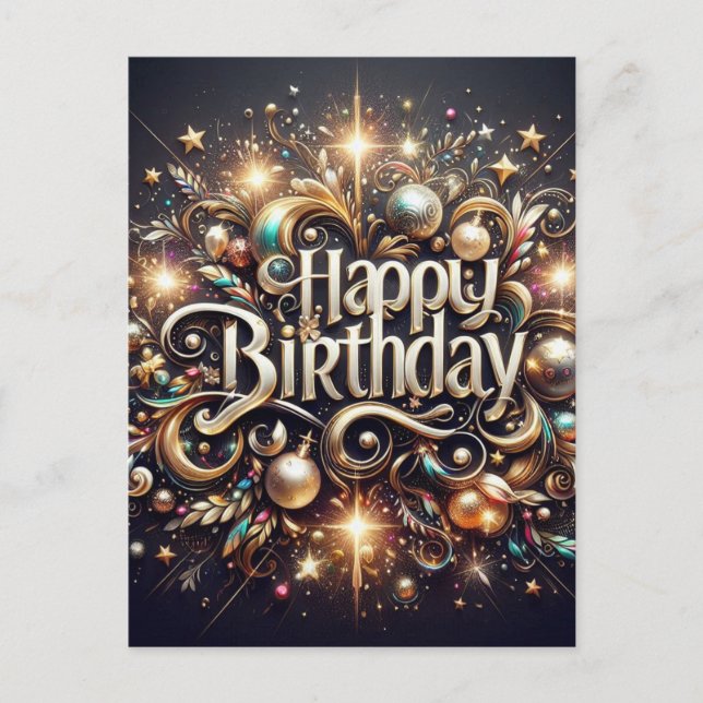 Carte de vœux d'anniversaire élégante à paillettes (Devant)