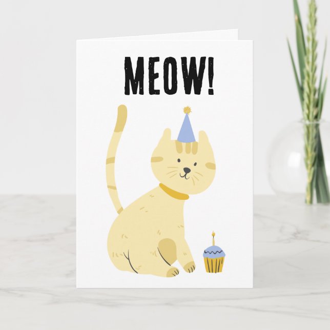CARTE DE VOEUX D'ANNIVERSAIRE ENFANT CHAT MIGNON G (Devant)