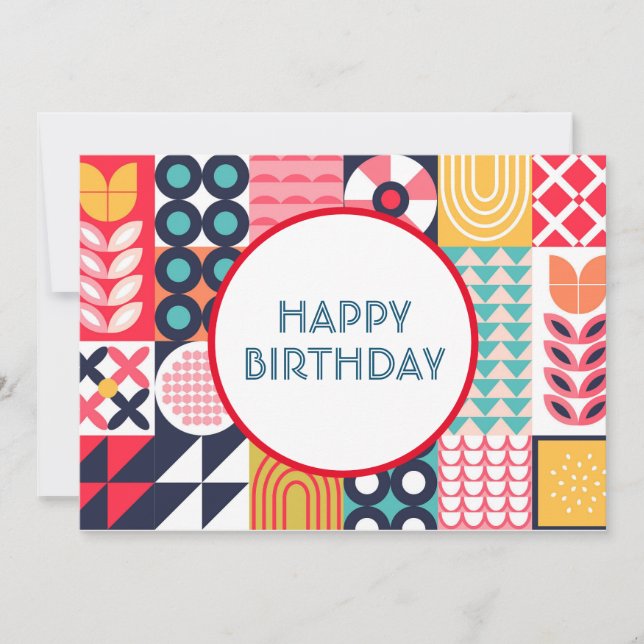 Carte de vœux d'anniversaire géométrique Bauhaus (Devant)