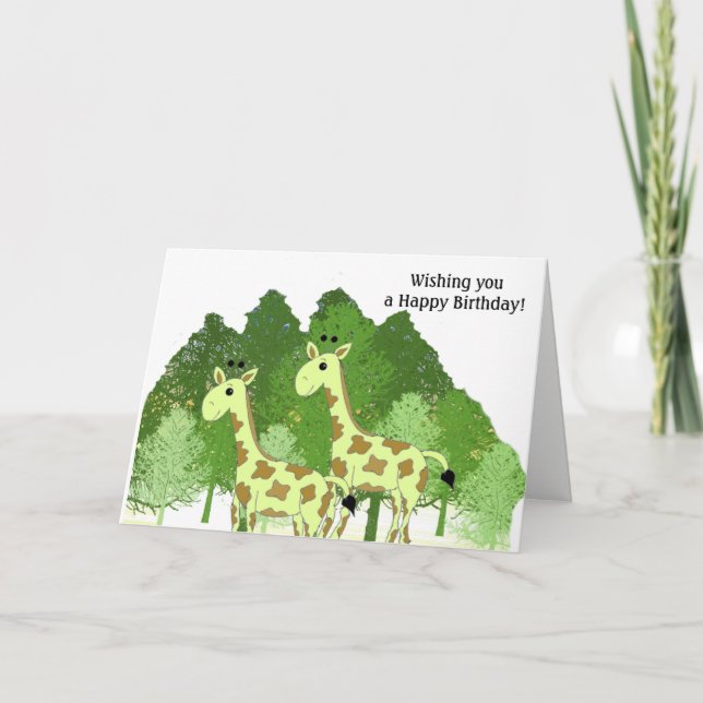 Carte de voeux d'anniversaire Giraffe (Devant)