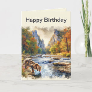 Carte de vœux d'anniversaire homme avec un lynx ro