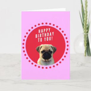 Carte de voeux d'anniversaire joyeux Carlin Chien 