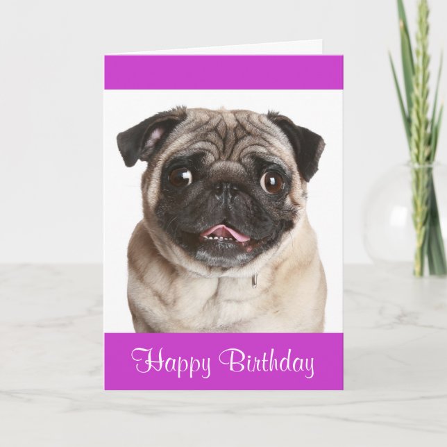 Carte de voeux d'anniversaire joyeux Carlin Chien  (Devant)