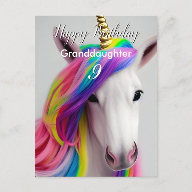 Carte de vœux d'anniversaire Licorne Mignonne (Devant)