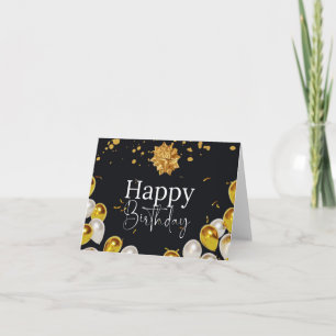 Carte de voeux d'anniversaire noir et or