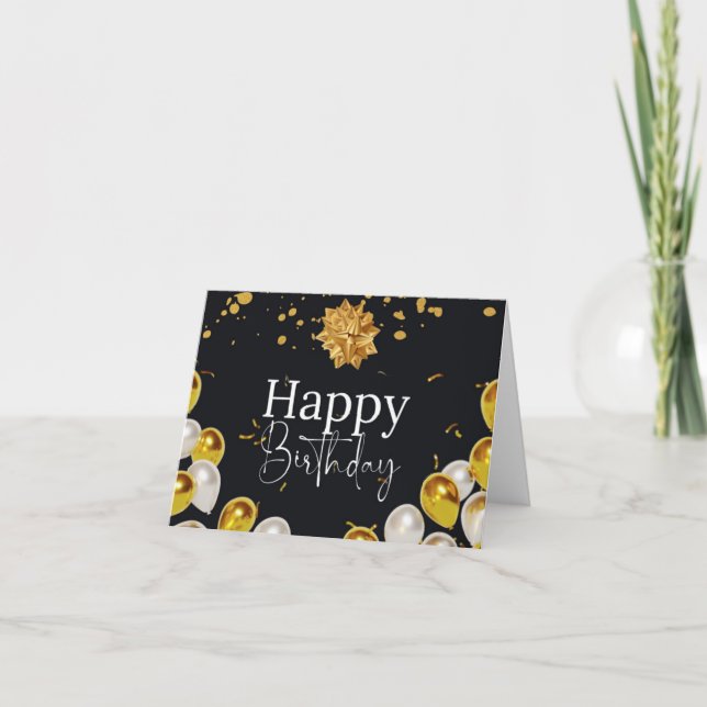 Carte de voeux d'anniversaire noir et or (Devant)
