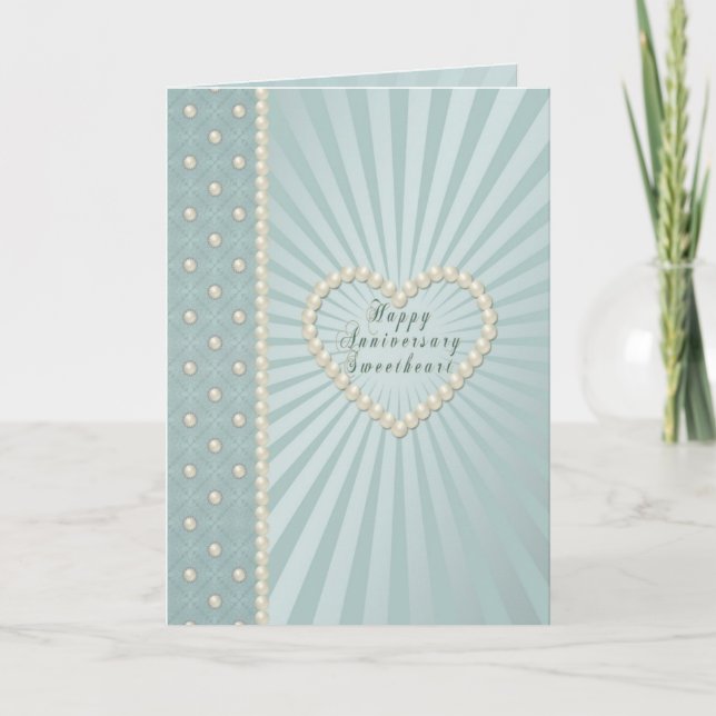 Carte de vœux d'anniversaire Pearl Heart (Devant)