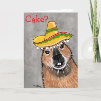 Carte de vœux d'anniversaire pour capybara avec gâ