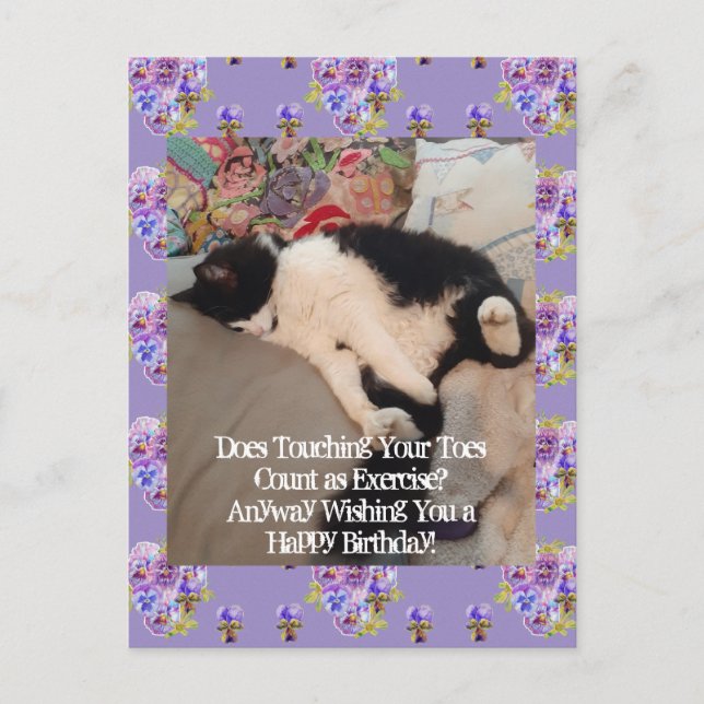 Carte de vœux d'anniversaire pour chat élégant Tux (Devant)