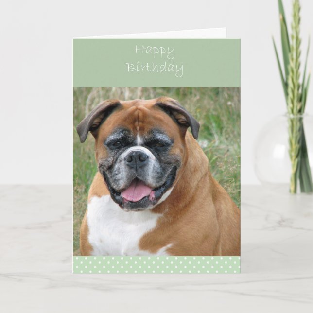Carte de voeux d'anniversaire pour chien de boxe s (Devant)
