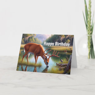 Carte de vœux d'anniversaire pour homme faune cerf