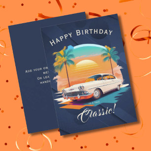 Carte de vœux d'anniversaire pour voiture classiqu