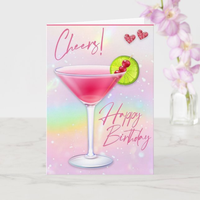 Carte de voeux d'anniversaire rose (Orchidée)
