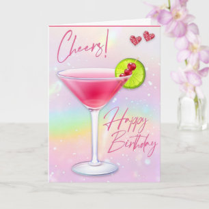 Carte de voeux d'anniversaire rose