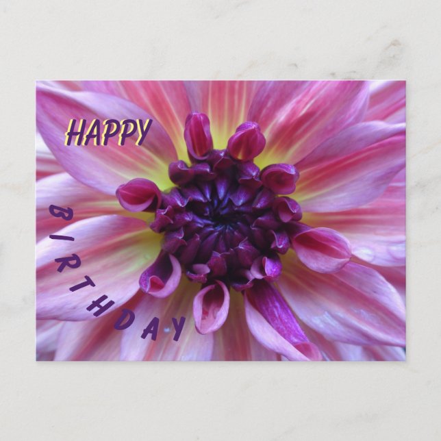 Carte de vœux d'anniversaire Shades of Purple Dahl (Devant)