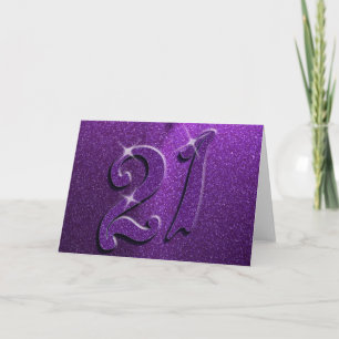 Carte de voeux d'anniversaire Sparkle 21st Purple